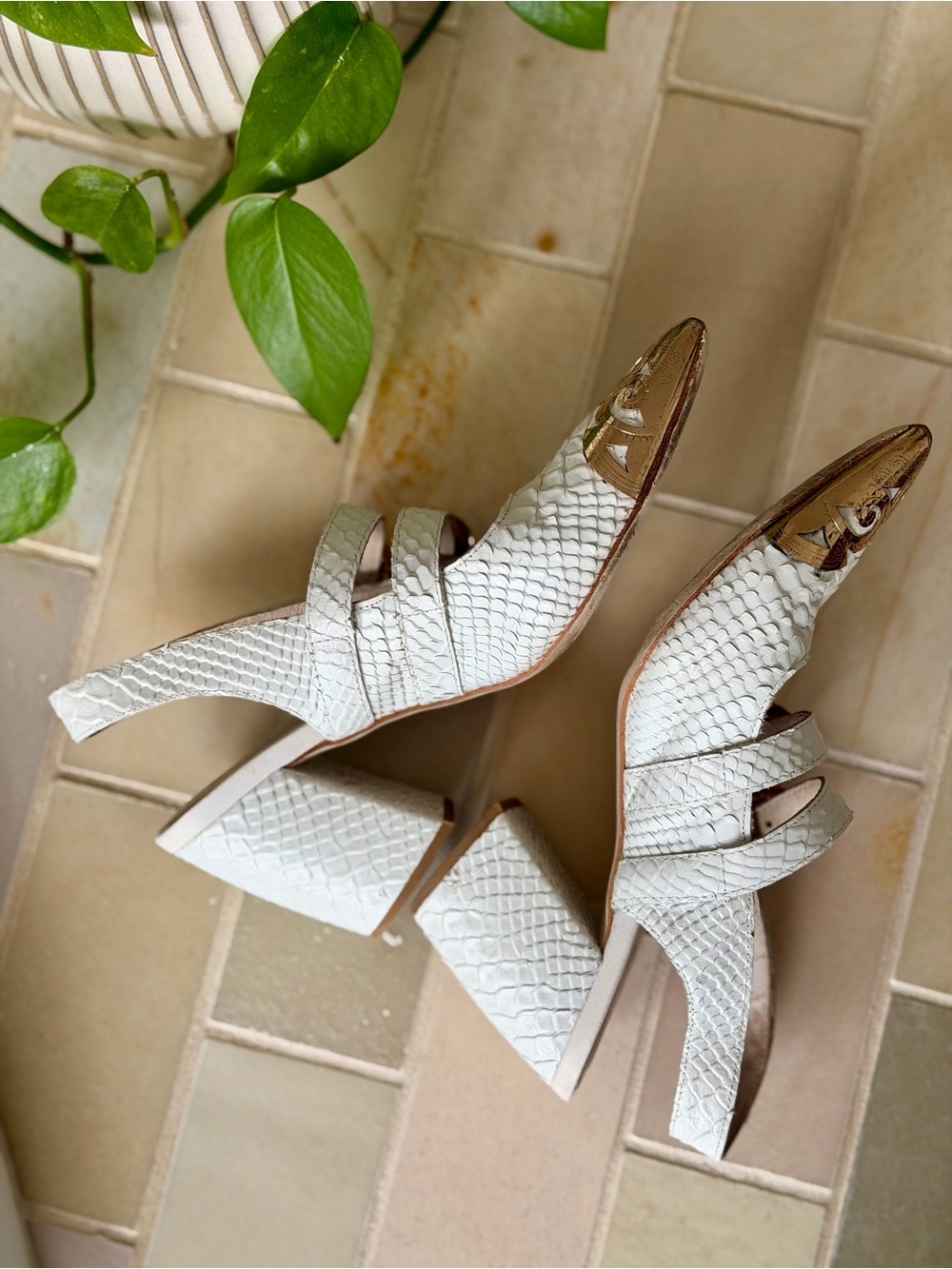 Jeffrey Campbell Walter Slingback Heels with Gold Buckle Detail - 7.5 - Picture 7 of 9